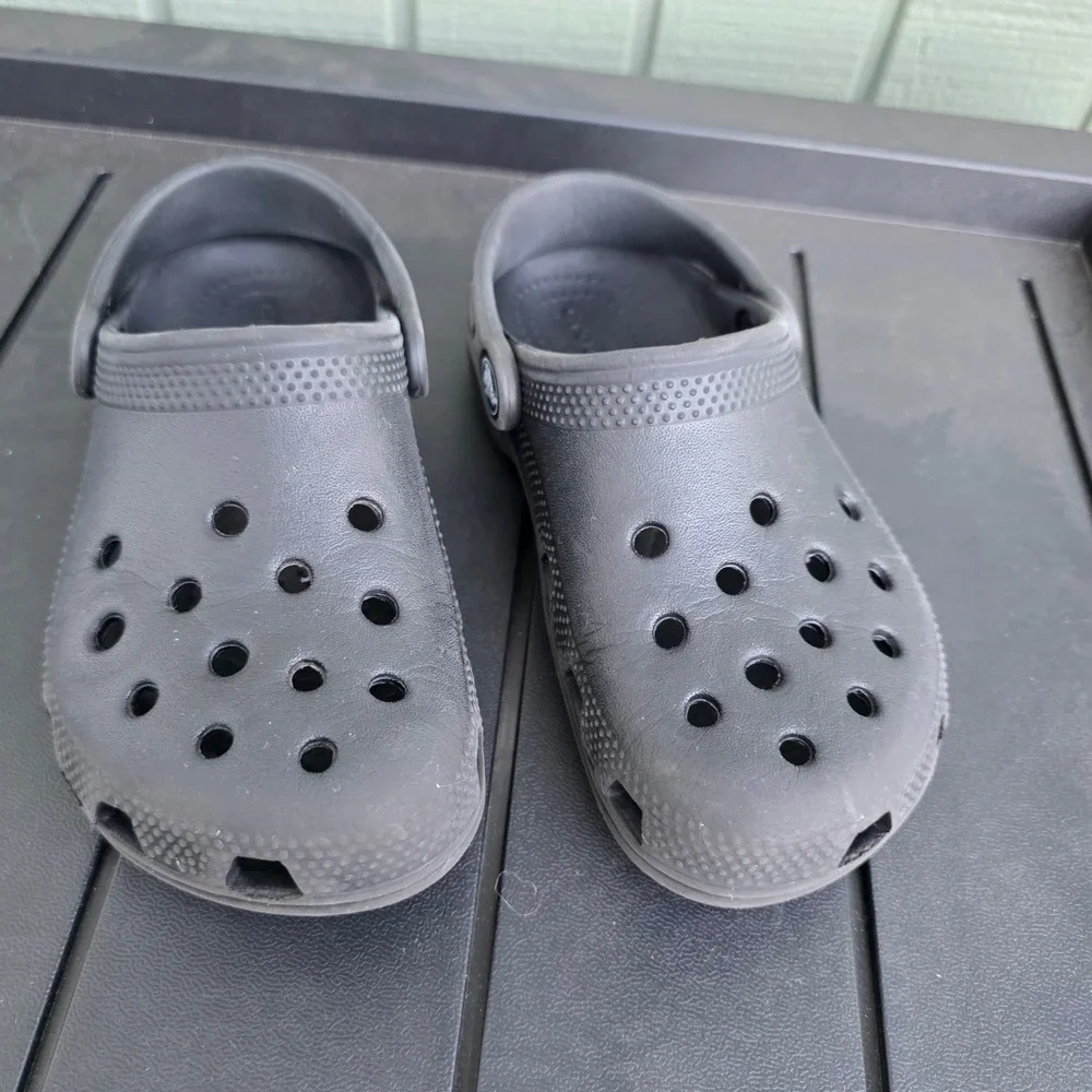 Crocs Kids Classic Clog Black Slip On Water Shoes Size C12